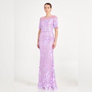 Short Sleeve Maxi Tulle Mermaid Regular Purple Wedding Guest Dress